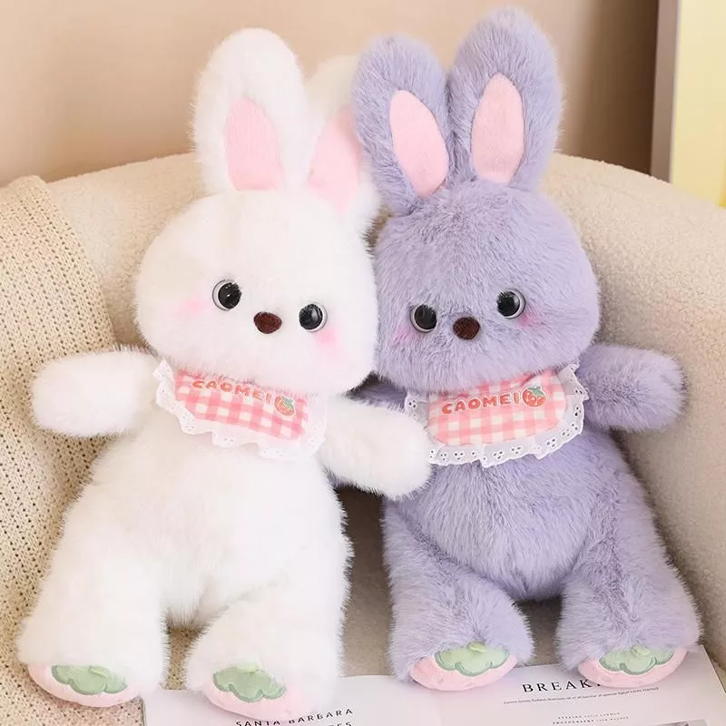 50cm Bib Baby Rabbit Purple White Pink Stuffed Cartoon Bunny Doll Plush Toy Strawberry Rabbit Fluffy Kids Appeasing Gift 50cm Bib Baby Rabbit Purple White Pink Stuffed Cartoon Bunny Doll Plush Toy Strawberry Rabbit Fluffy Kids Appeasing Gift